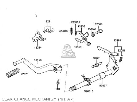 GEAR CHANGE MECHANISM ('81 A7) - KX125-A6 KX125 1980 UNITED KINGDOM USA CANADA AL