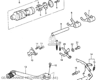 GEAR CHANGE MECHANISM ('80 A6) - KX125-A6 KX125 1980 UNITED KINGDOM USA CANADA AL