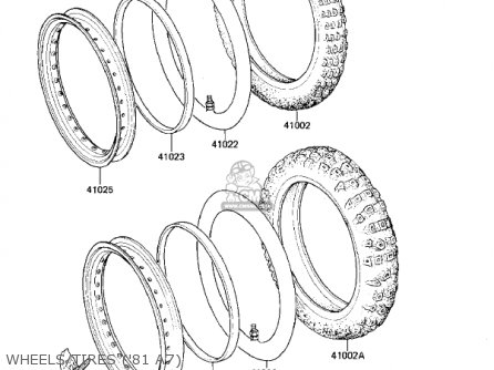 WHEELS/TIRES ('81 A7) - KX125-A6 KX125 1980 UNITED KINGDOM USA CANADA AL
