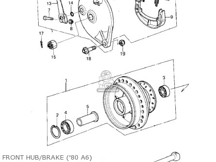 FRONT HUB/BRAKE ('80 A6) - KX125-A6 KX125 1980 UNITED KINGDOM USA CANADA AL