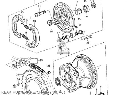 REAR HUB/BRAKE/CHAIN ('80 A6) - KX125-A6 KX125 1980 UNITED KINGDOM USA CANADA AL