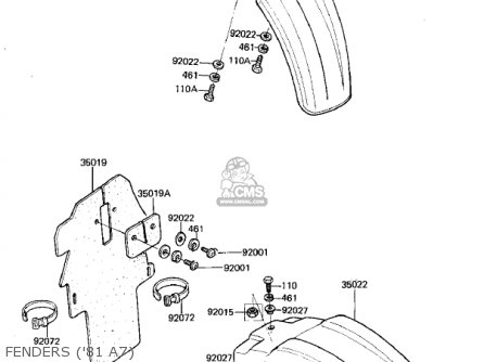 FENDERS ('81 A7) - KX125-A6 KX125 1980 UNITED KINGDOM USA CANADA AL