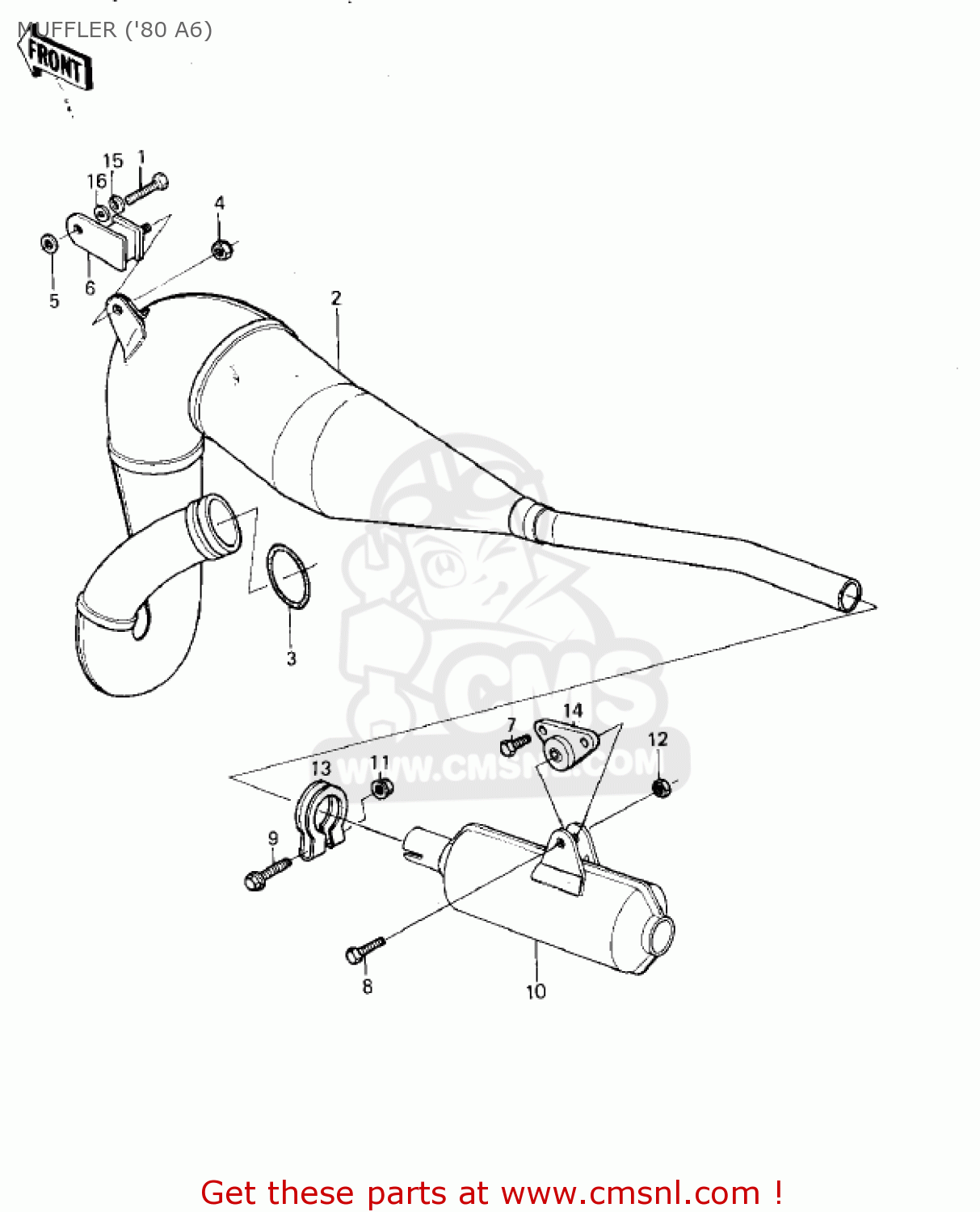 MUFFLER ('80 A6) KX125-A7 KX125 1981 UNITED KINGDOM USA CANADA AL