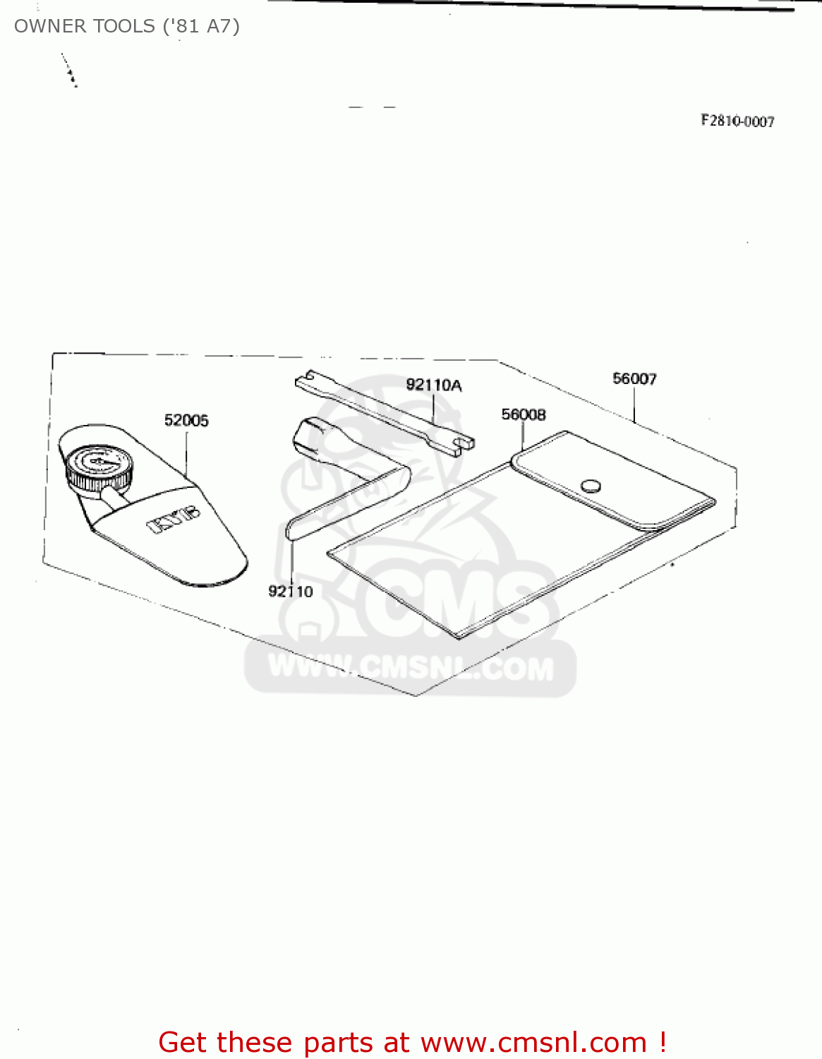 OWNER TOOLS ('81 A7) KX125-A7 KX125 1981 UNITED KINGDOM USA CANADA AL