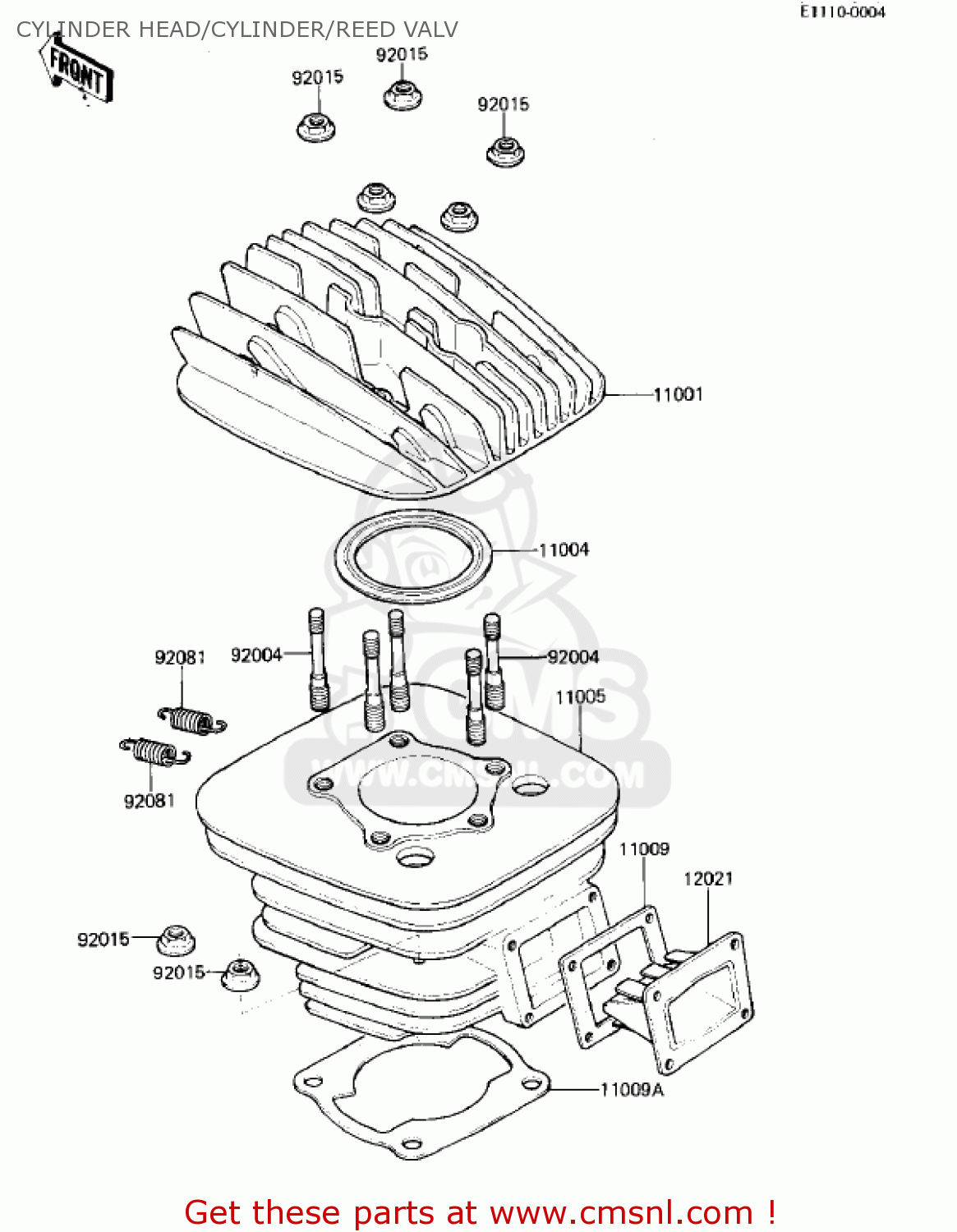 CYLINDER HEAD/CYLINDER/REED VALV KX125-A7 KX125 1981 UNITED KINGDOM USA CANADA AL