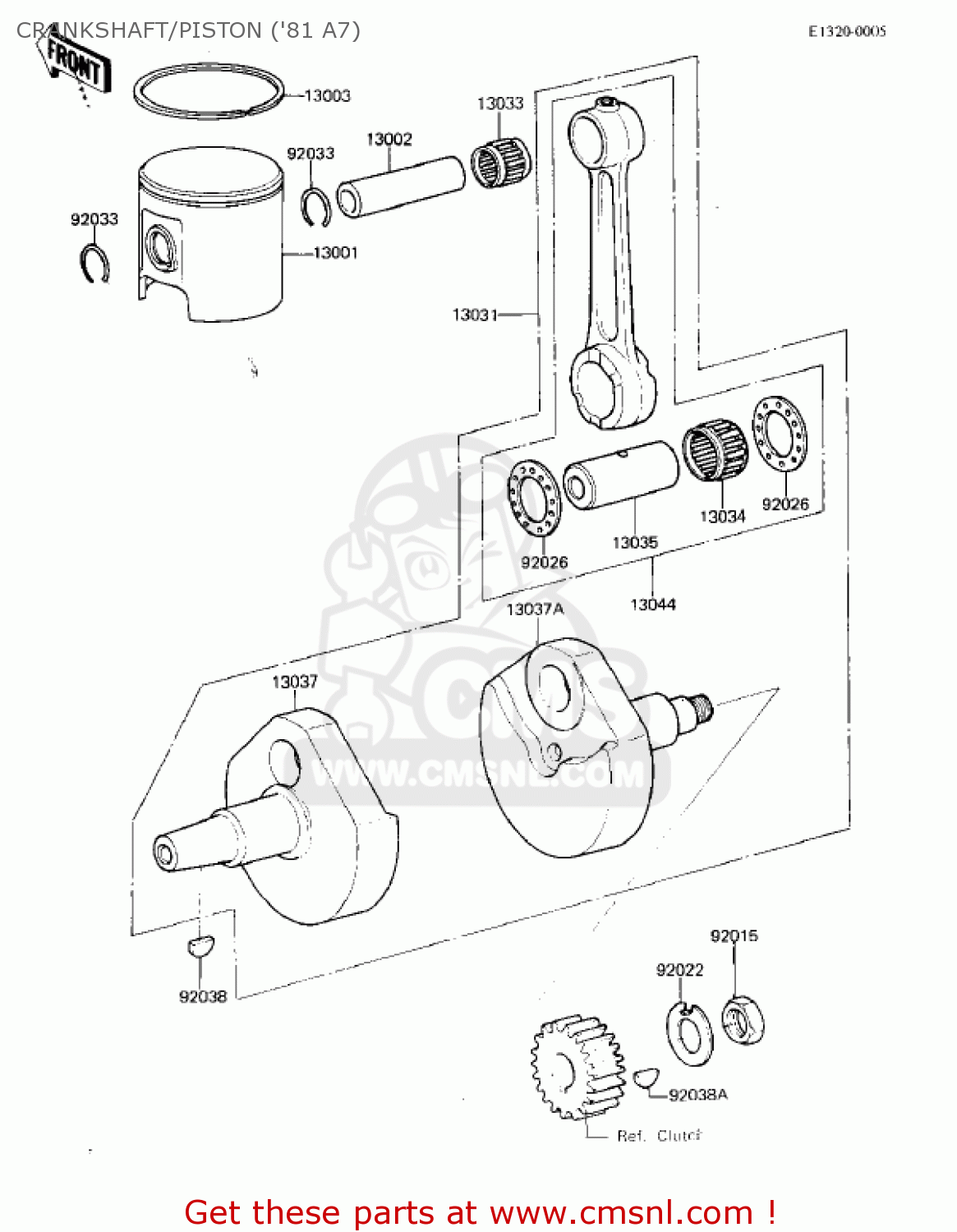 CRANKSHAFT/PISTON ('81 A7) KX125-A7 KX125 1981 UNITED KINGDOM USA CANADA AL