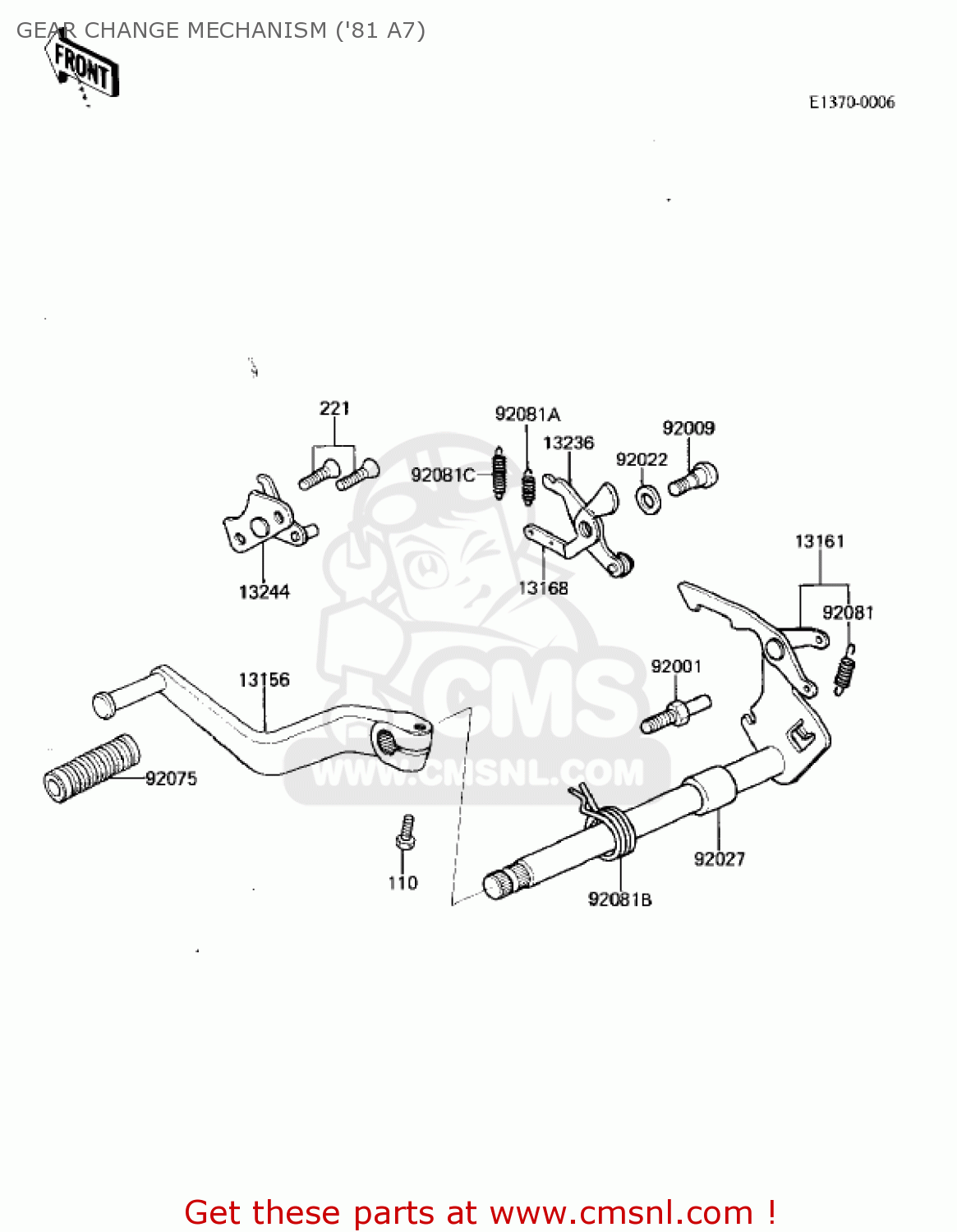 GEAR CHANGE MECHANISM ('81 A7) KX125-A7 KX125 1981 UNITED KINGDOM USA CANADA AL