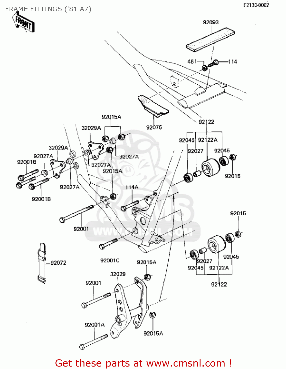 FRAME FITTINGS ('81 A7) KX125-A7 KX125 1981 UNITED KINGDOM USA CANADA AL