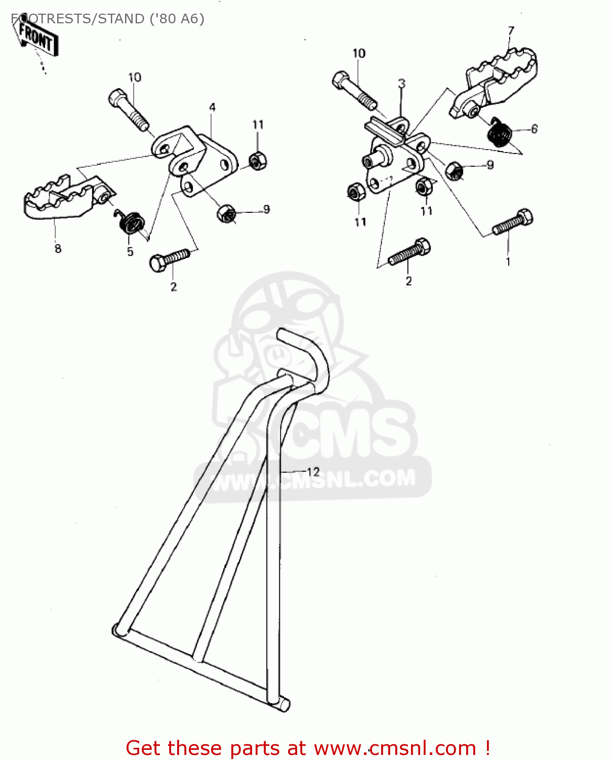 FOOTRESTS/STAND ('80 A6) KX125-A7 KX125 1981 UNITED KINGDOM USA CANADA AL