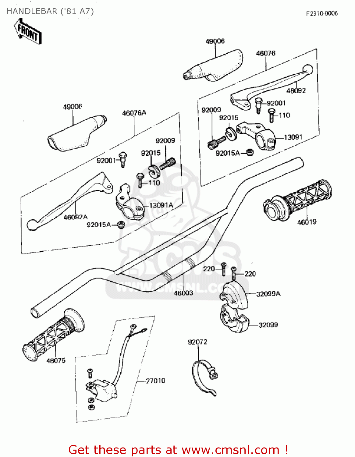 HANDLEBAR ('81 A7) KX125-A7 KX125 1981 UNITED KINGDOM USA CANADA AL