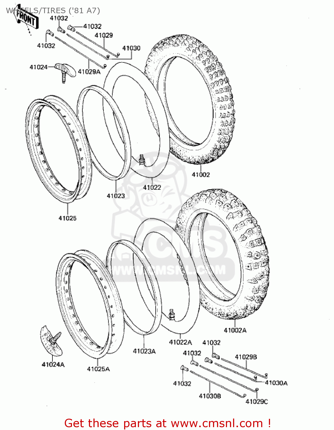 WHEELS/TIRES ('81 A7) KX125-A7 KX125 1981 UNITED KINGDOM USA CANADA AL