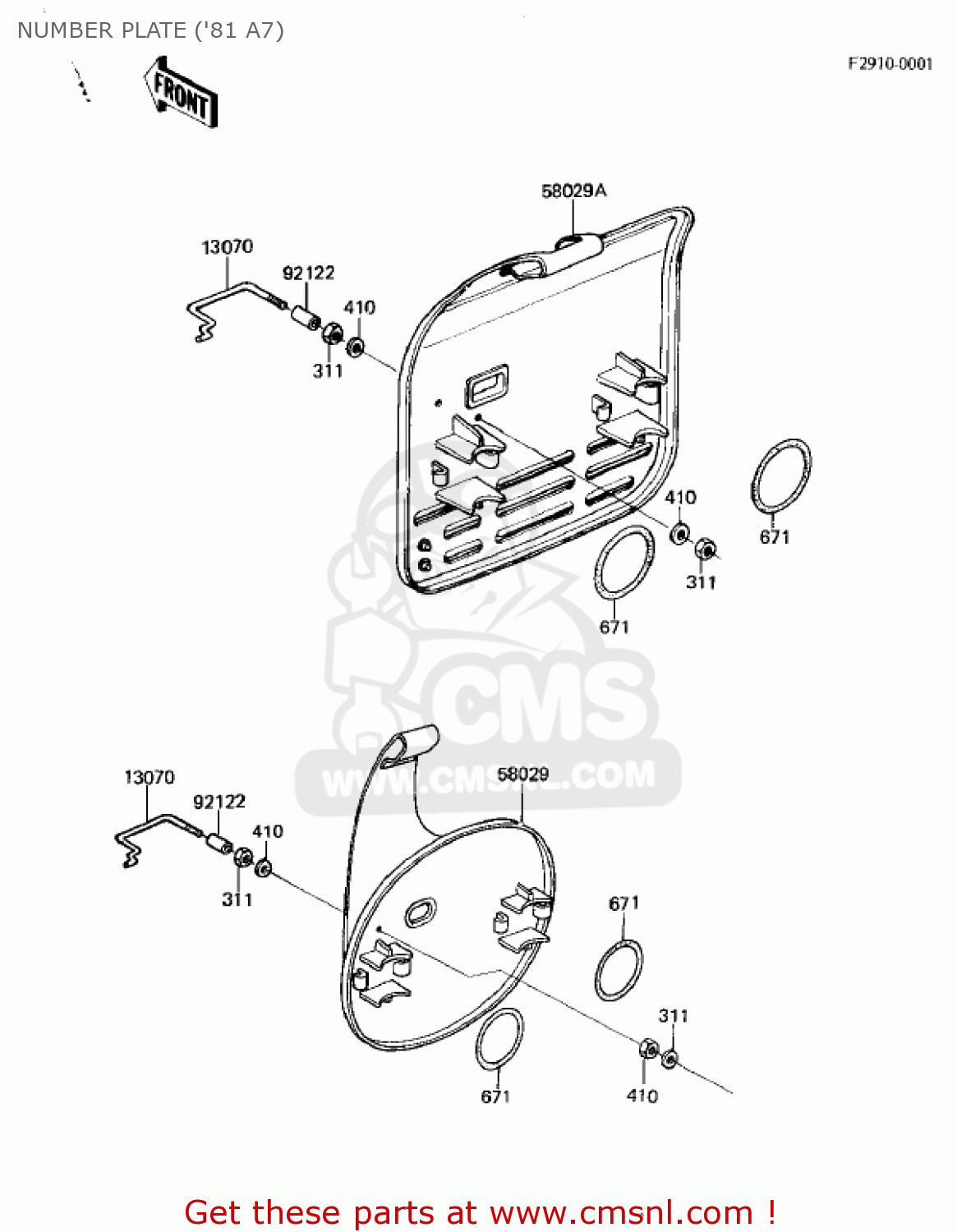 NUMBER PLATE ('81 A7) KX125-A7 KX125 1981 UNITED KINGDOM USA CANADA AL