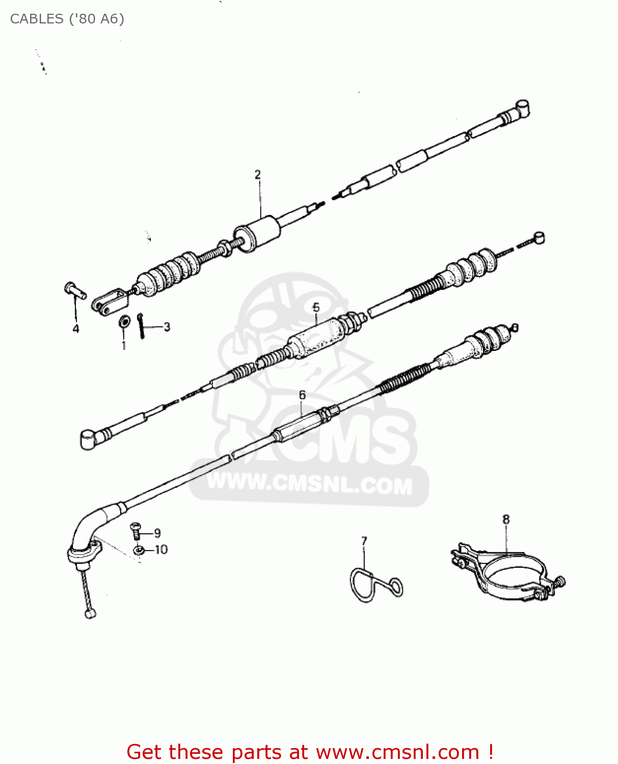 CABLES ('80 A6) KX125-A7 KX125 1981 UNITED KINGDOM USA CANADA AL