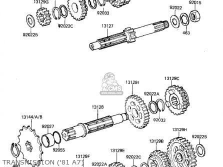 TRANSMISSION ('81 A7) - KX125-A7 KX125 1981 UNITED KINGDOM USA CANADA AL