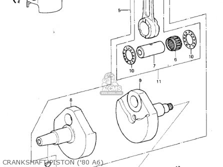 CRANKSHAFT/PISTON ('80 A6) - KX125-A7 KX125 1981 UNITED KINGDOM USA CANADA AL