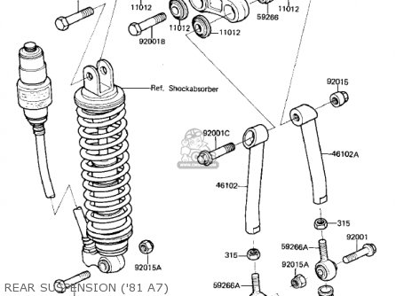 REAR SUSPENSION ('81 A7) - KX125-A7 KX125 1981 UNITED KINGDOM USA CANADA AL