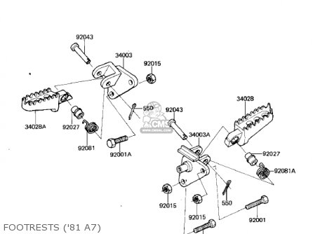 FOOTRESTS ('81 A7) - KX125-A7 KX125 1981 UNITED KINGDOM USA CANADA AL