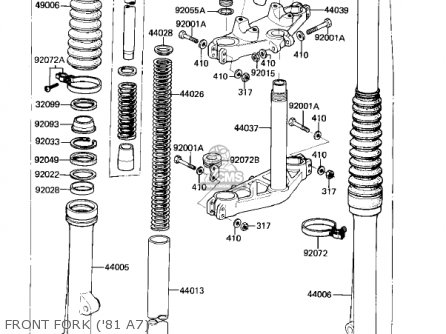 FRONT FORK ('81 A7) - KX125-A7 KX125 1981 UNITED KINGDOM USA CANADA AL