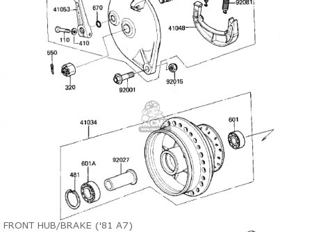FRONT HUB/BRAKE ('81 A7) - KX125-A7 KX125 1981 UNITED KINGDOM USA CANADA AL