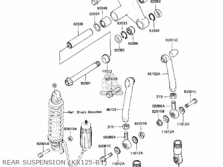 Kawasaki KX125-B1 KX125 1982 USA CANADA parts lists and schematics