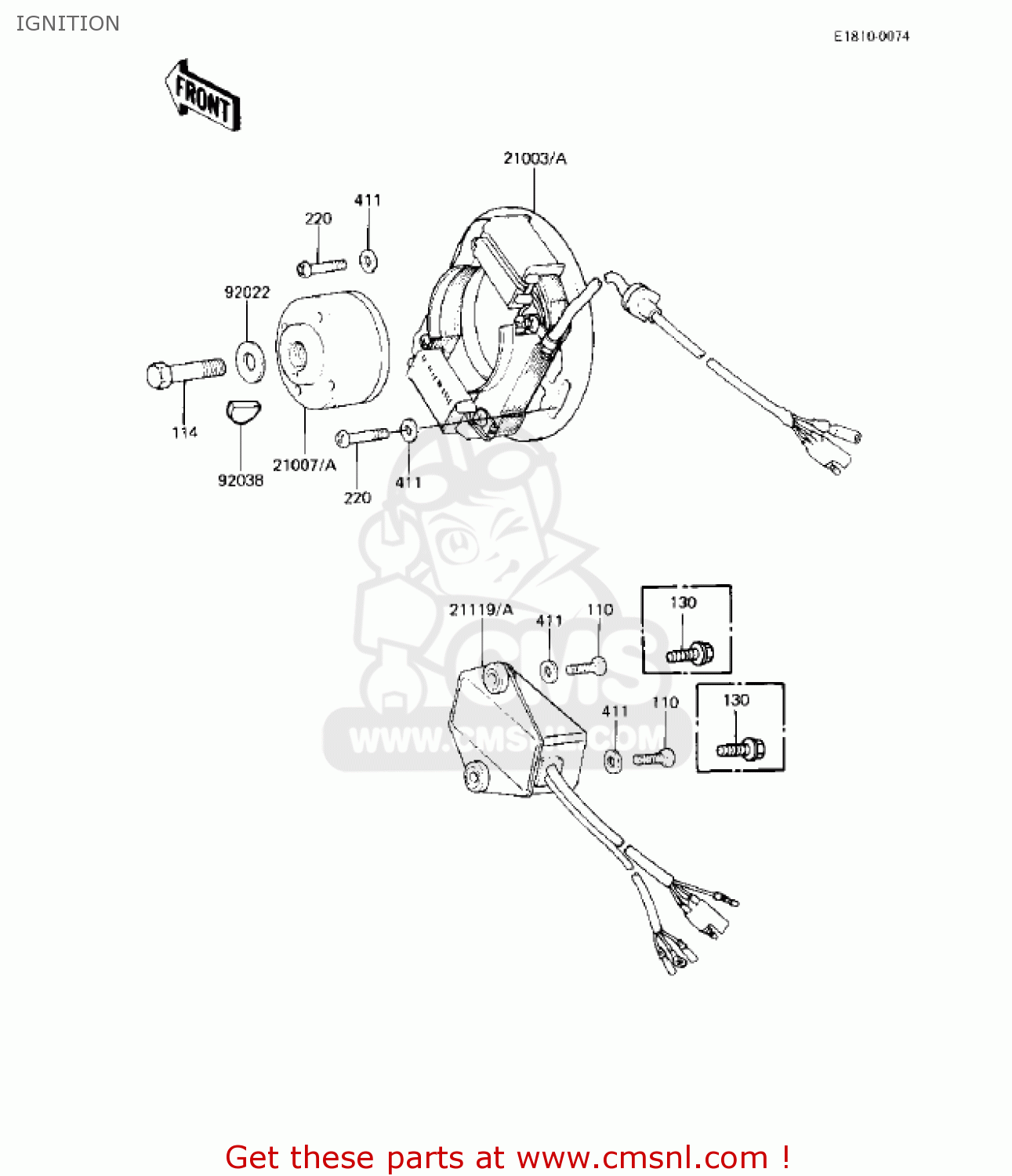 IGNITION KX125-B1 KX125 1982 USA CANADA