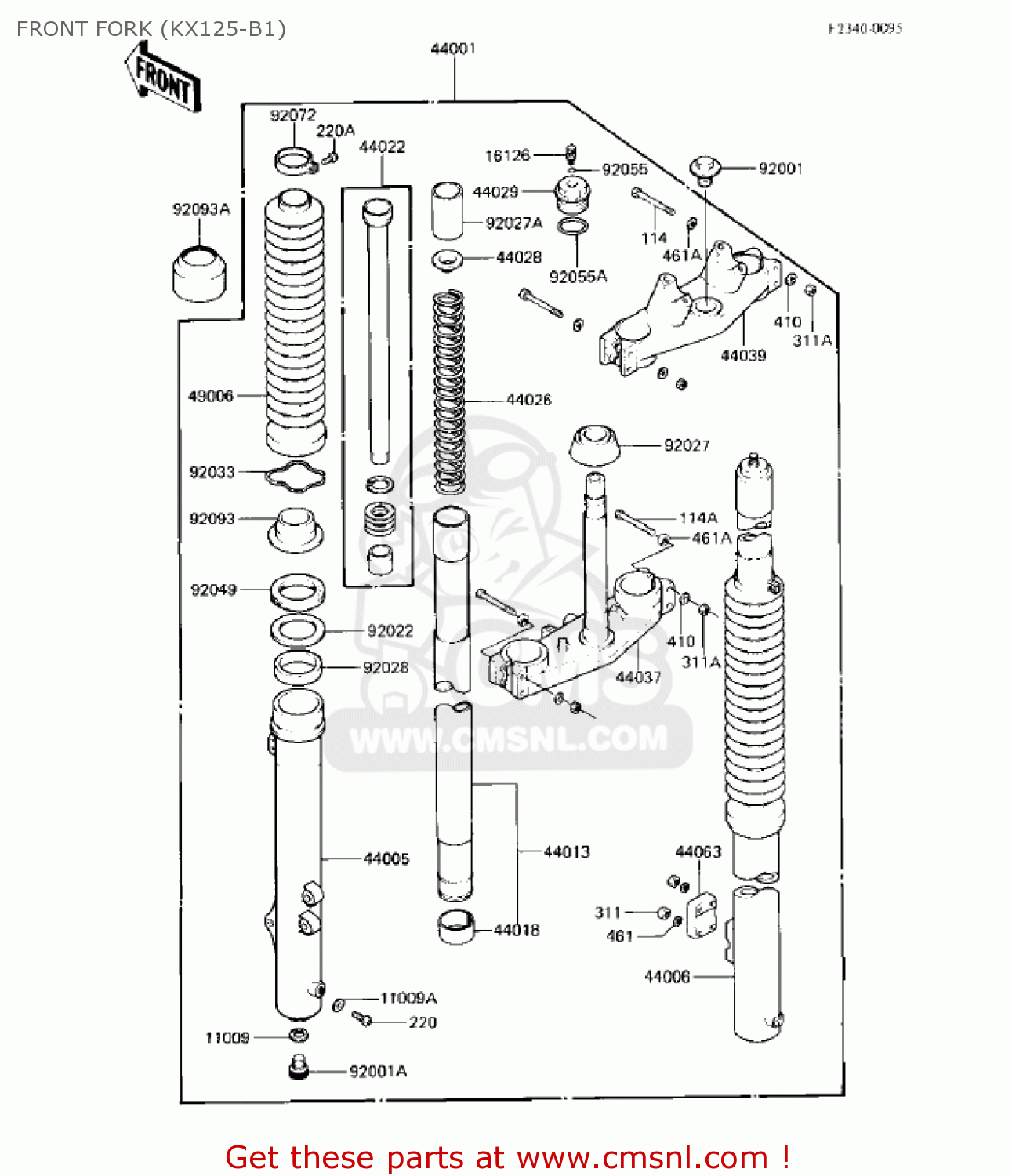 FRONT FORK (KX125-B1) KX125-B1 KX125 1982 USA CANADA