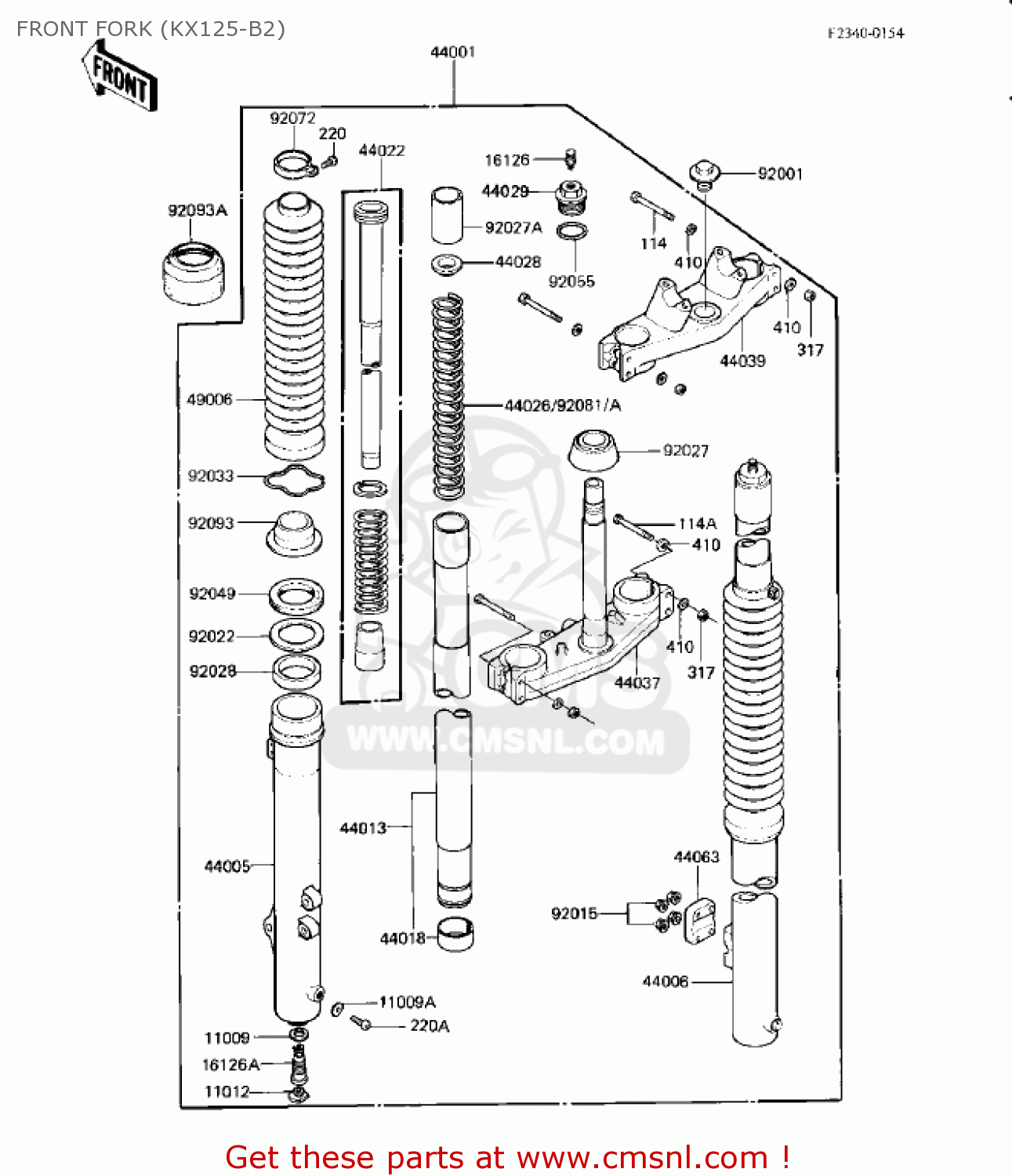 FRONT FORK (KX125-B2) KX125-B1 KX125 1982 USA CANADA