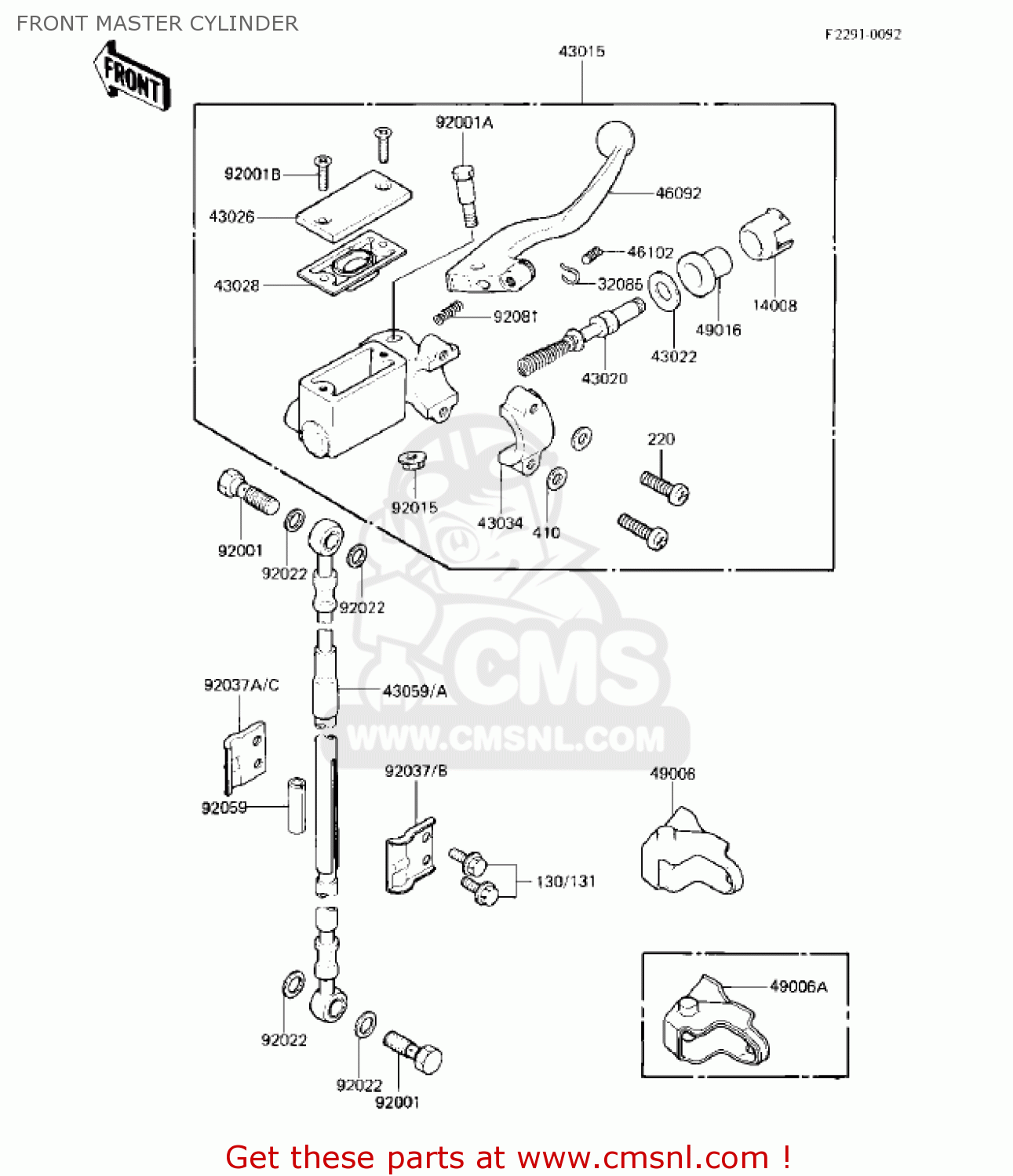 FRONT MASTER CYLINDER KX125-B1 KX125 1982 USA CANADA