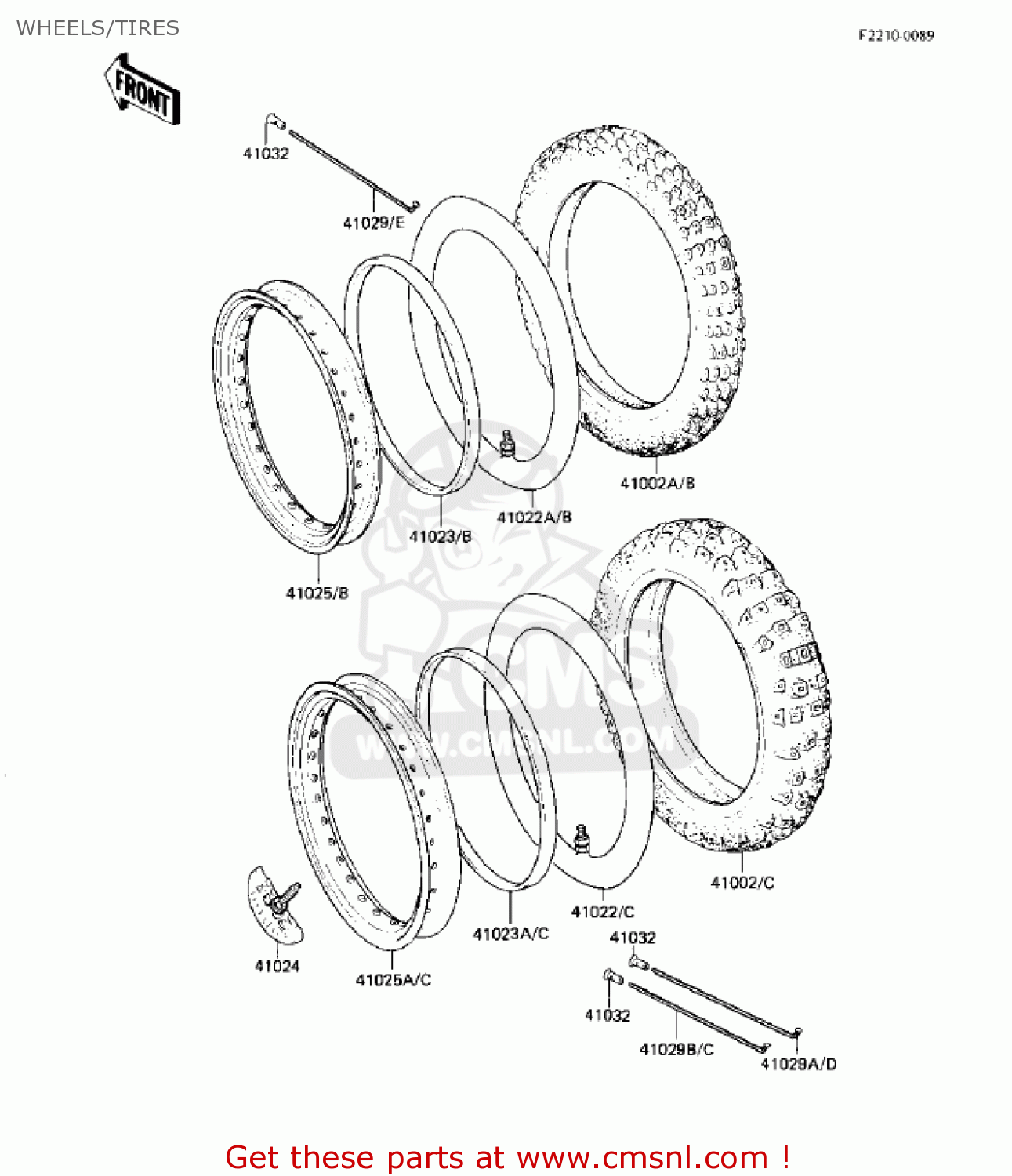 WHEELS/TIRES KX125-B1 KX125 1982 USA CANADA