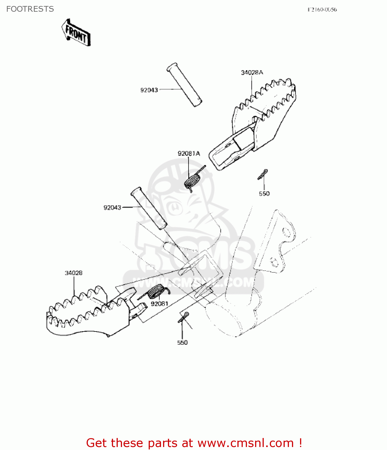 FOOTRESTS KX125-B1 KX125 1982 USA CANADA