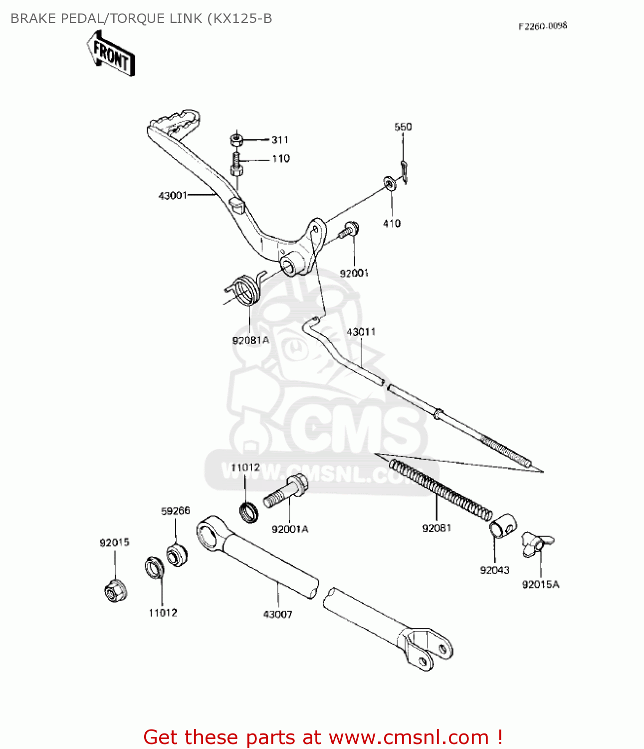BRAKE PEDAL/TORQUE LINK (KX125-B KX125-B1 KX125 1982 USA CANADA