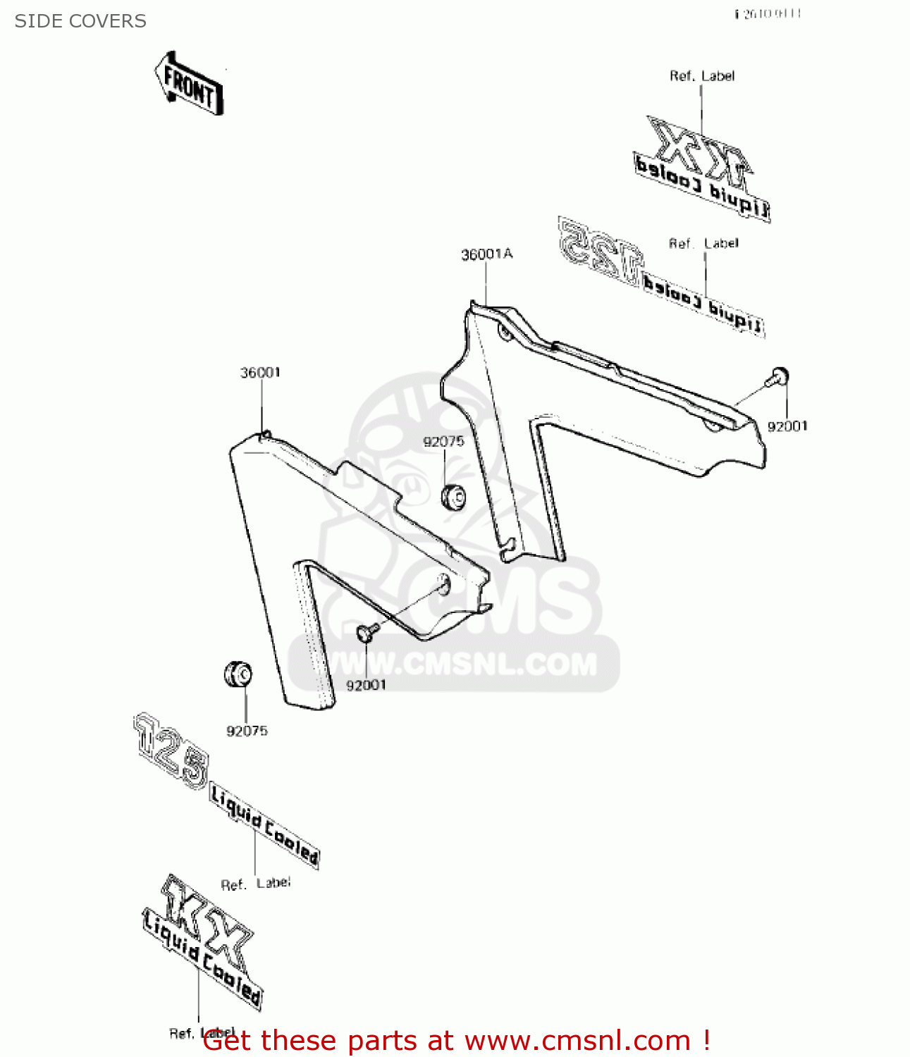 SIDE COVERS KX125-B1 KX125 1982 USA CANADA