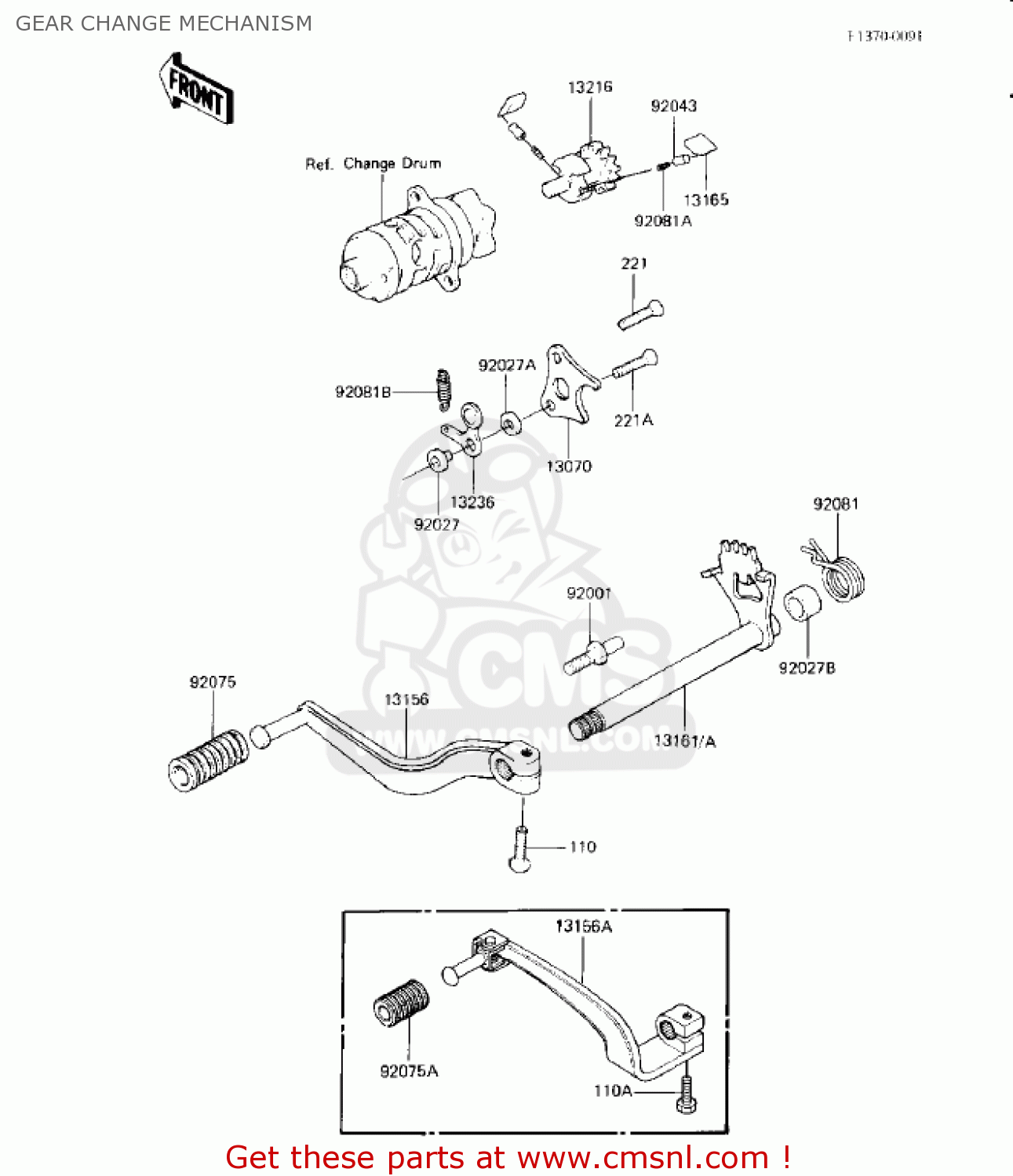 GEAR CHANGE MECHANISM KX125-B1 KX125 1982 USA CANADA