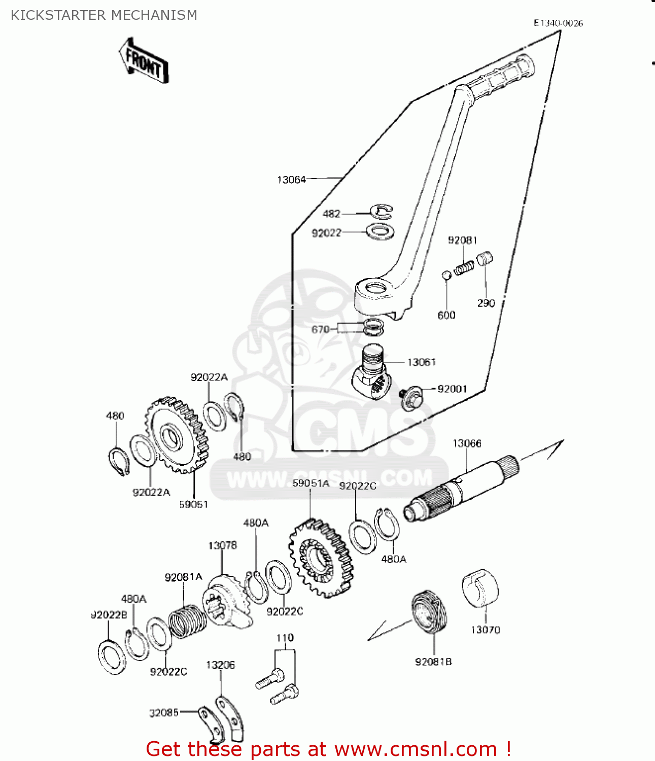 KICKSTARTER MECHANISM KX125-B1 KX125 1982 USA CANADA