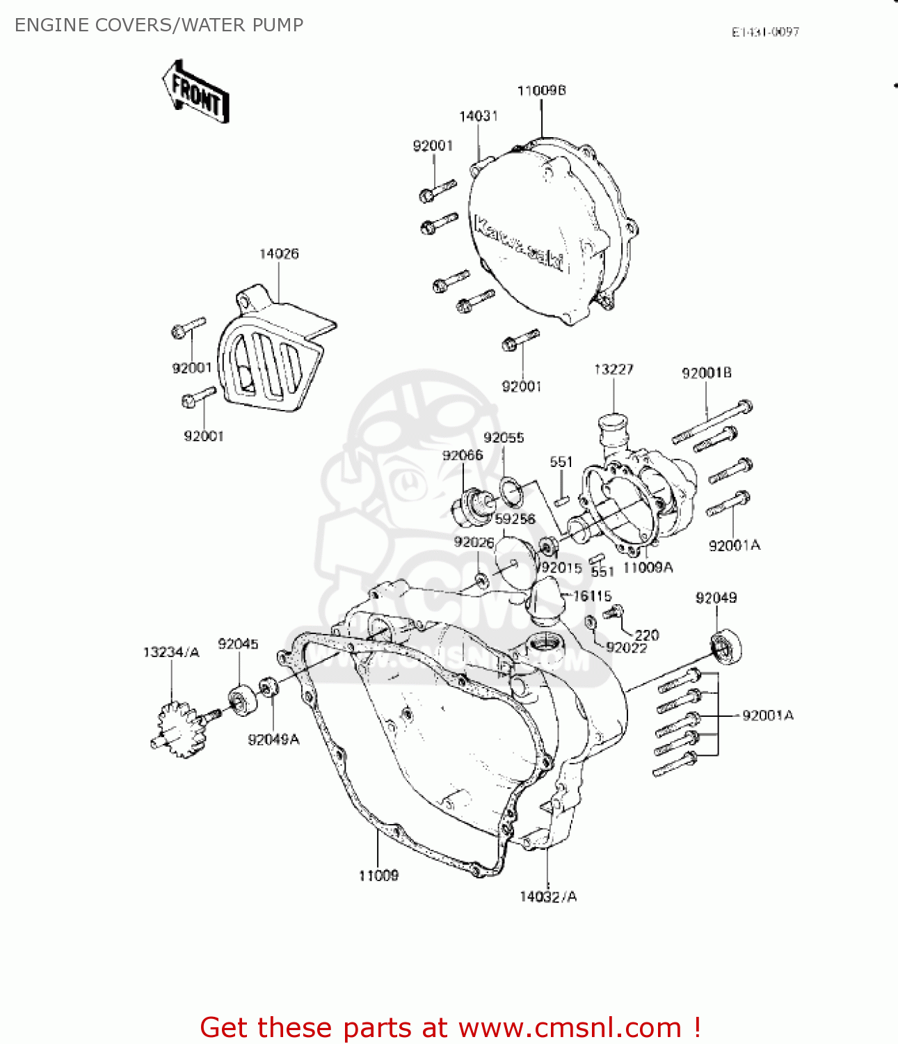 ENGINE COVERS/WATER PUMP KX125-B1 KX125 1982 USA CANADA