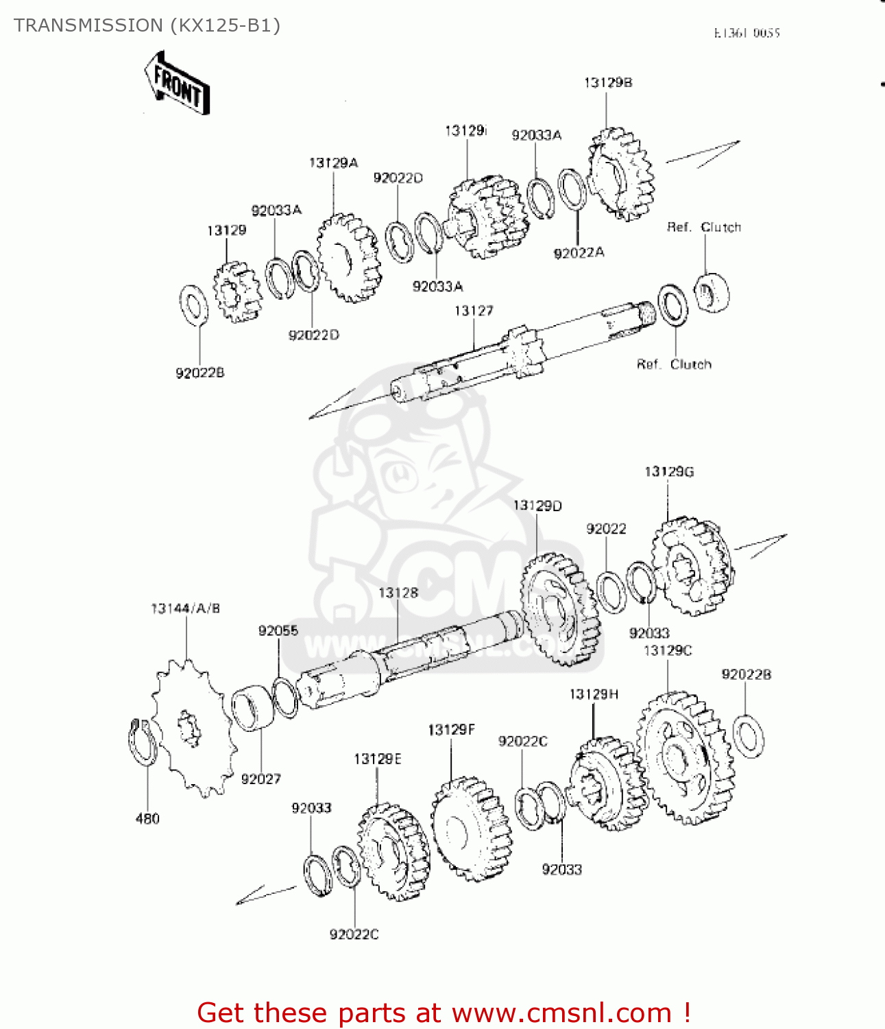 TRANSMISSION (KX125-B1) KX125-B1 KX125 1982 USA CANADA