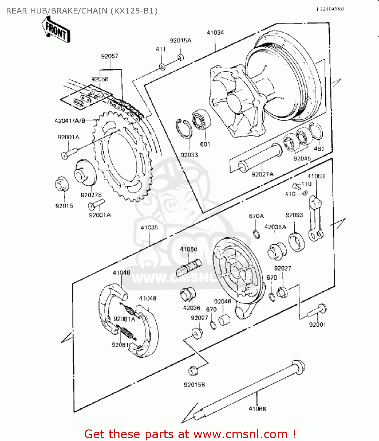 REAR HUB/BRAKE/CHAIN (KX125-B1) KX125-B1 KX125 1982 USA CANADA
