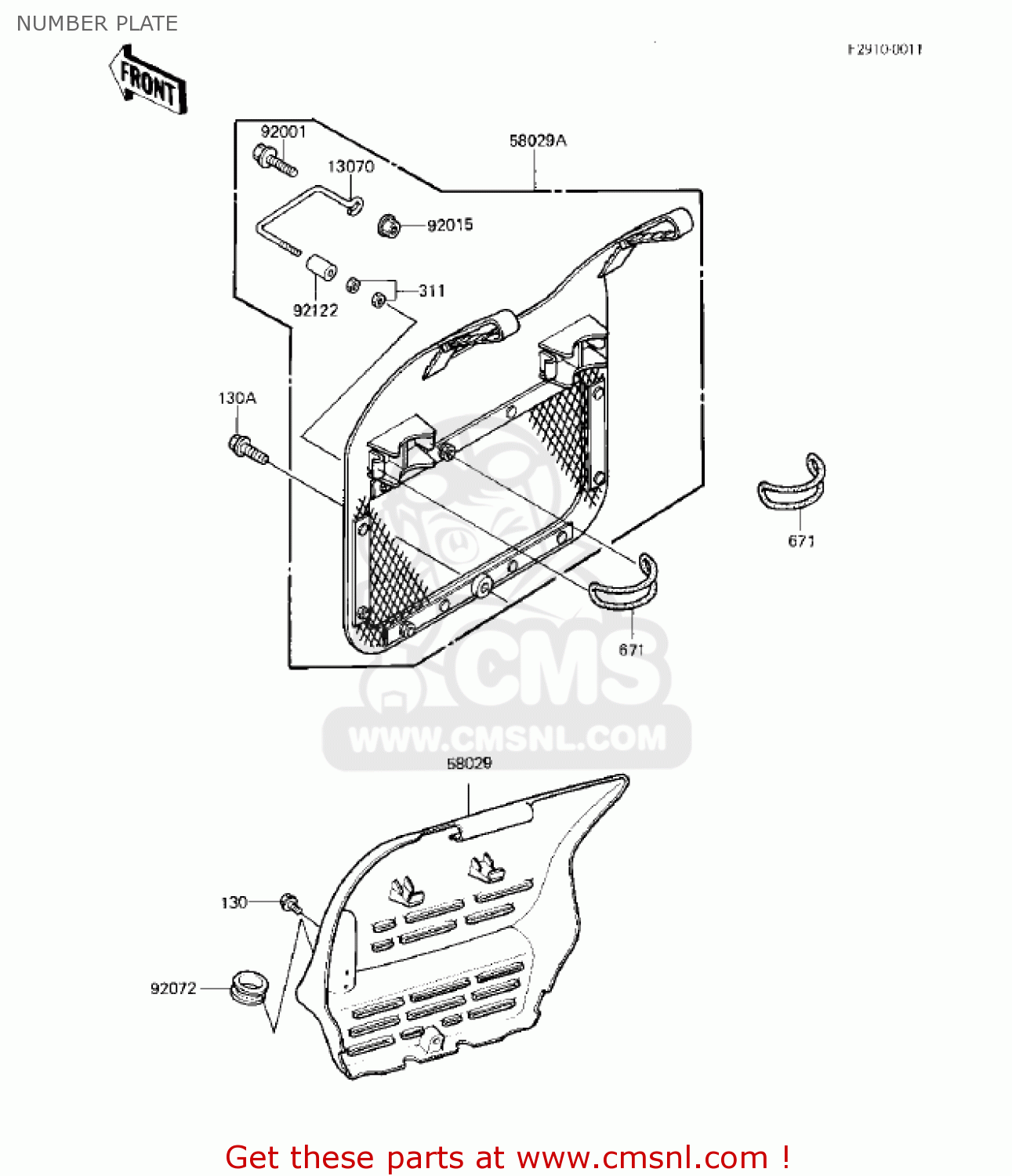 NUMBER PLATE KX125-B1 KX125 1982 USA CANADA