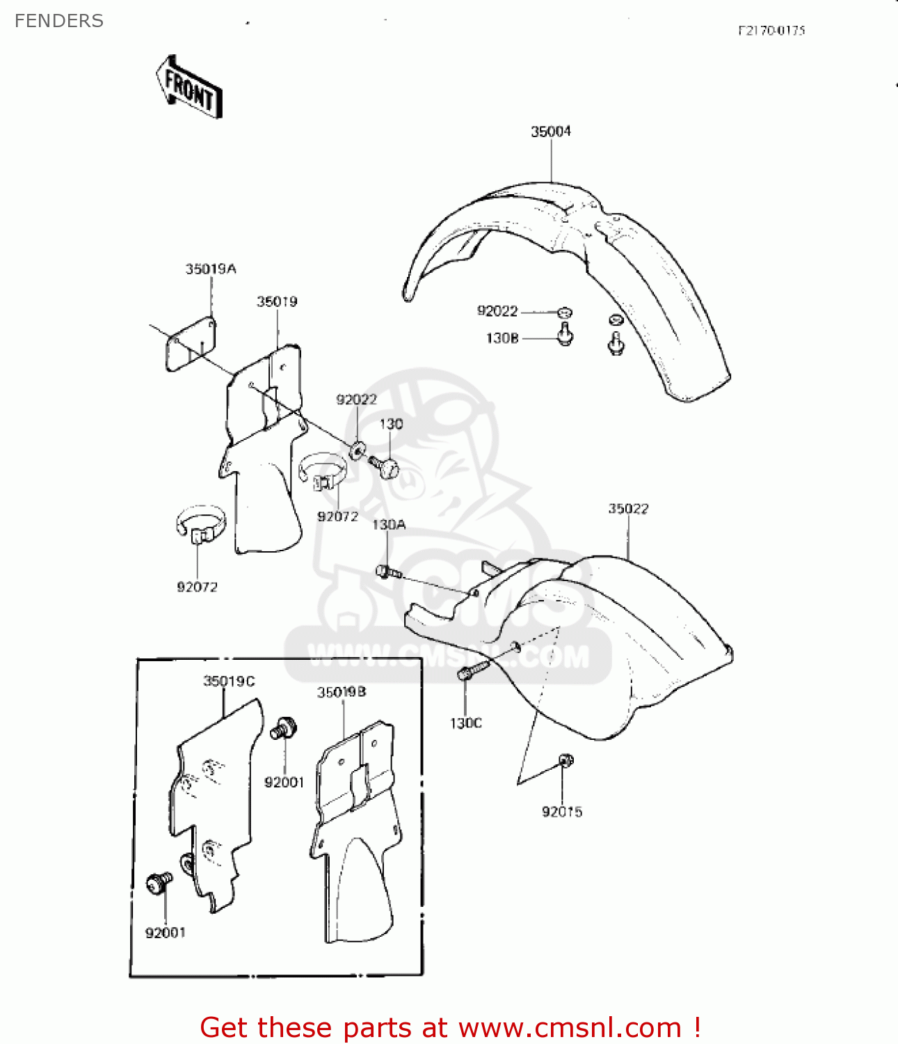 FENDERS KX125-B1 KX125 1982 USA CANADA