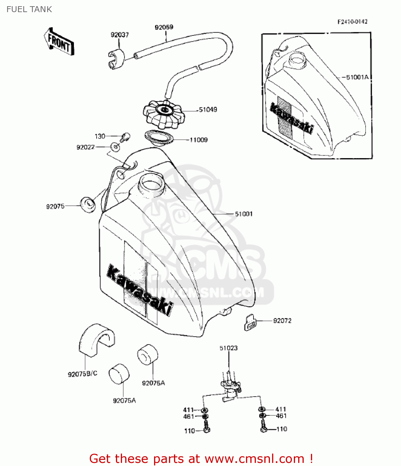 FUEL TANK KX125-B1 KX125 1982 USA CANADA