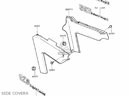 SIDE COVERS - KX125-B1 KX125 1982 USA CANADA