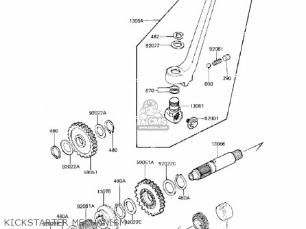 KICKSTARTER MECHANISM - KX125-B1 KX125 1982 USA CANADA