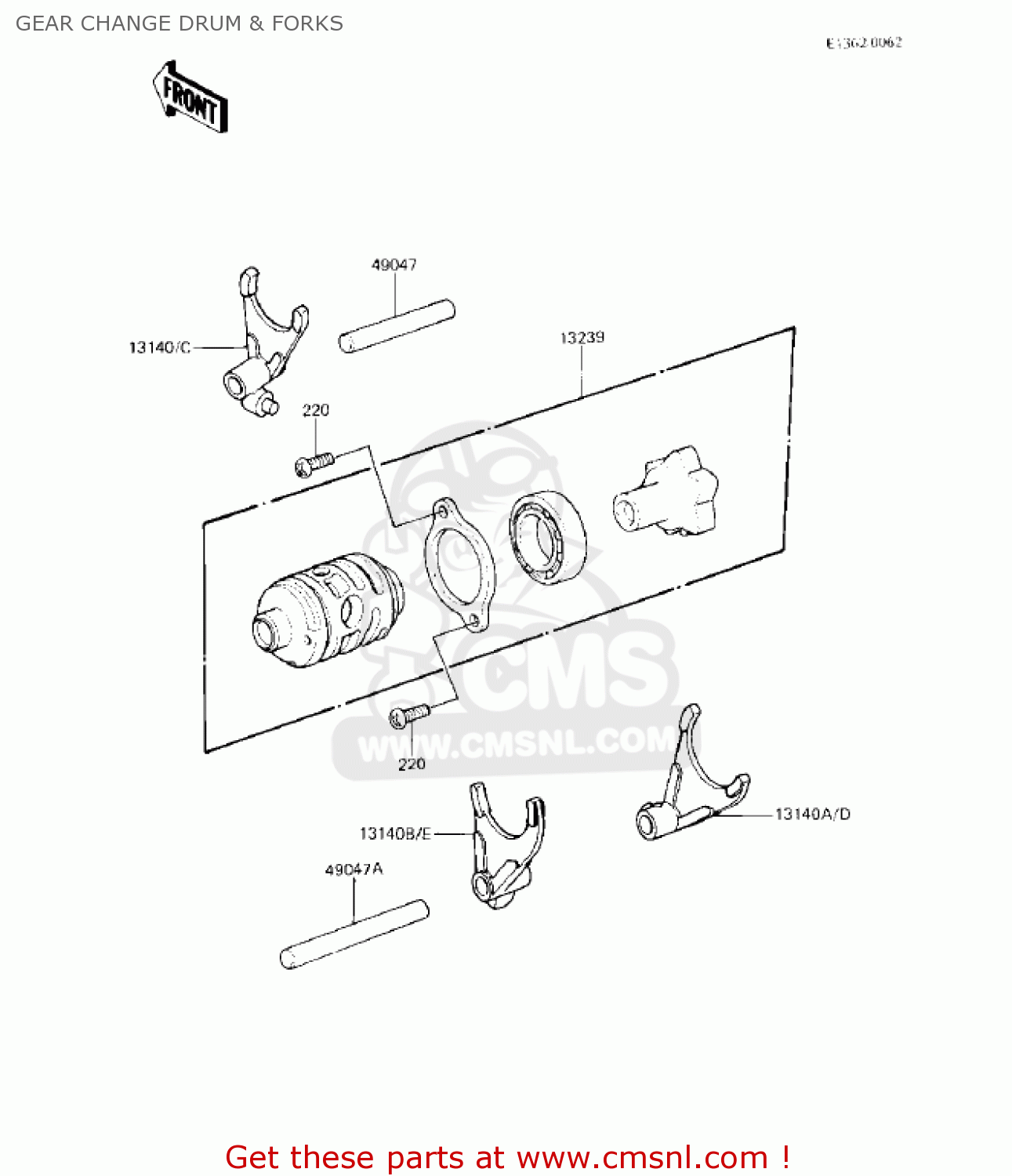 Kawasaki KX125-B2 KX125 1983 USA CANADA GEAR CHANGE DRUM & FORKS - Buy ...