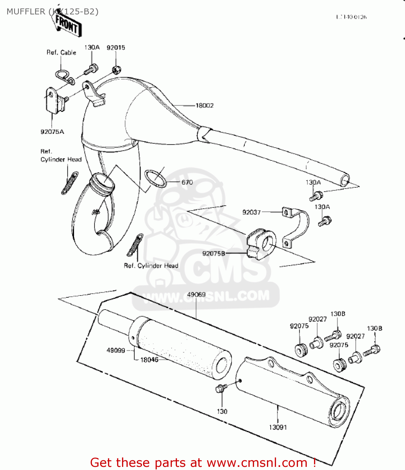 MUFFLER (KX125-B2) KX125-B2 KX125 1983 USA CANADA