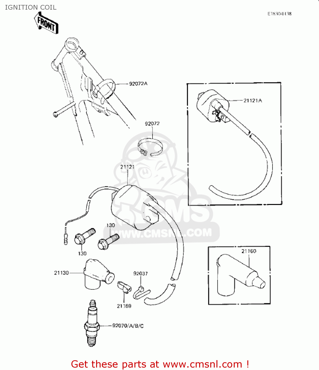 IGNITION COIL KX125-B2 KX125 1983 USA CANADA