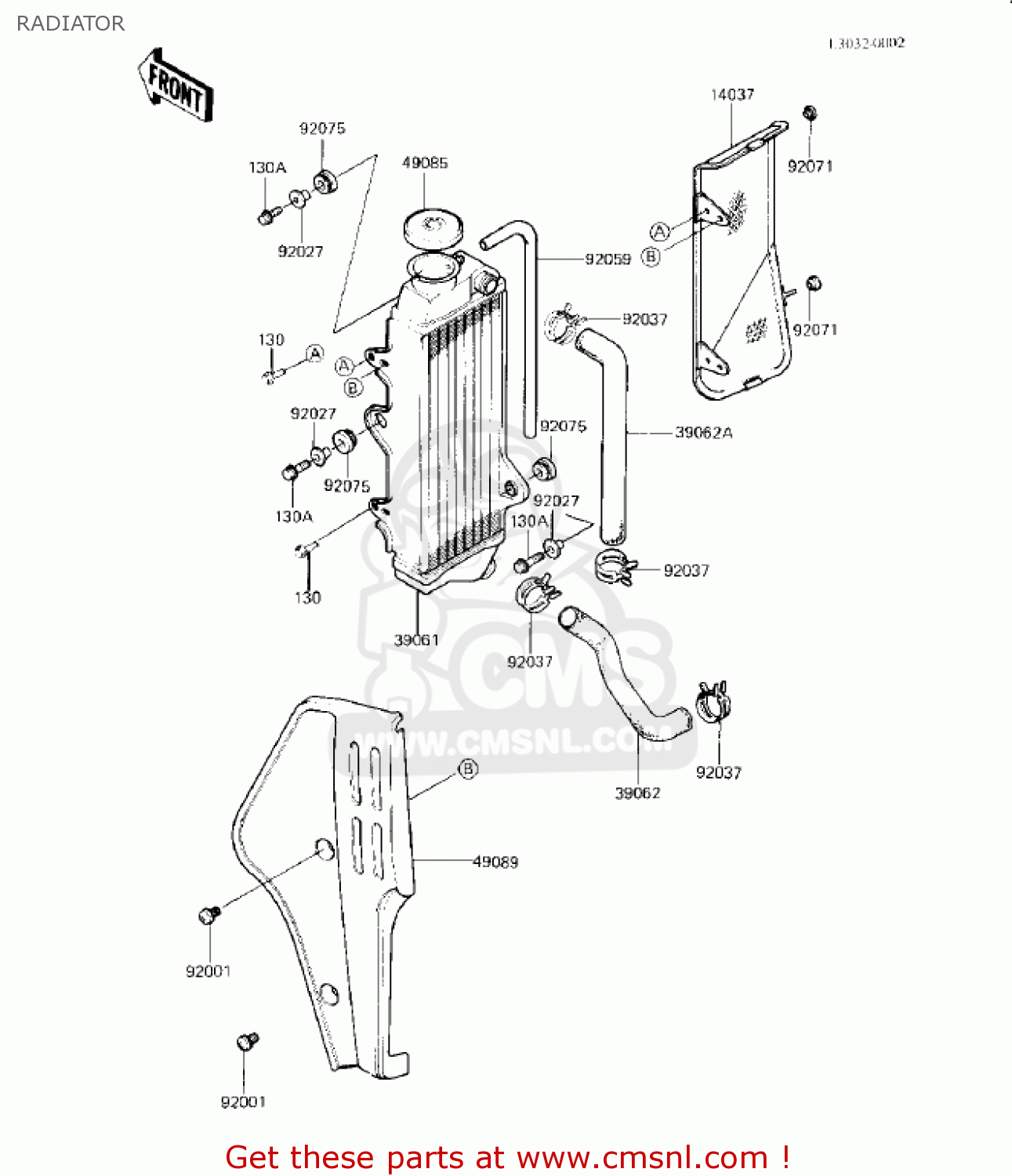 RADIATOR KX125-B2 KX125 1983 USA CANADA
