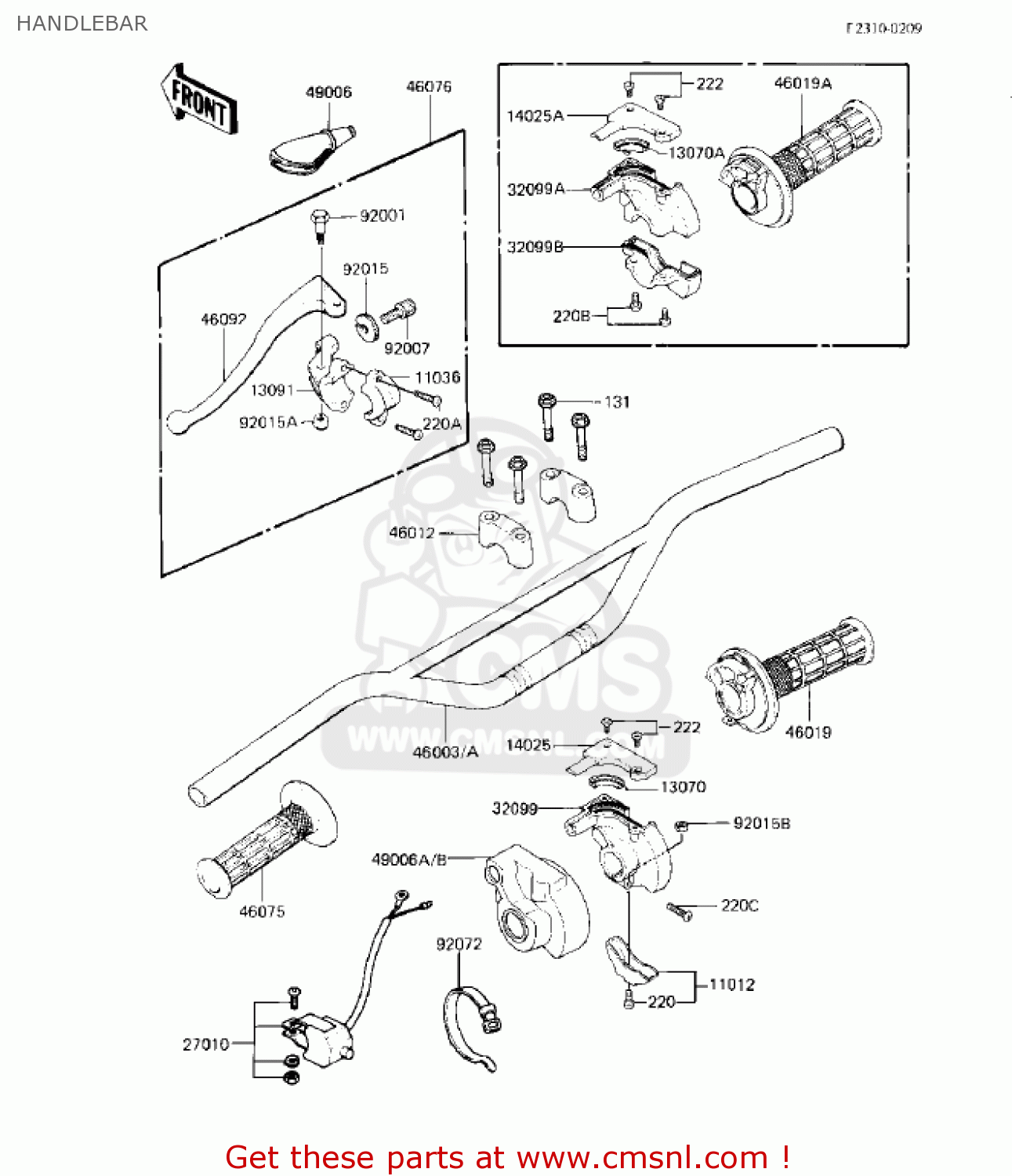 HANDLEBAR KX125-B2 KX125 1983 USA CANADA