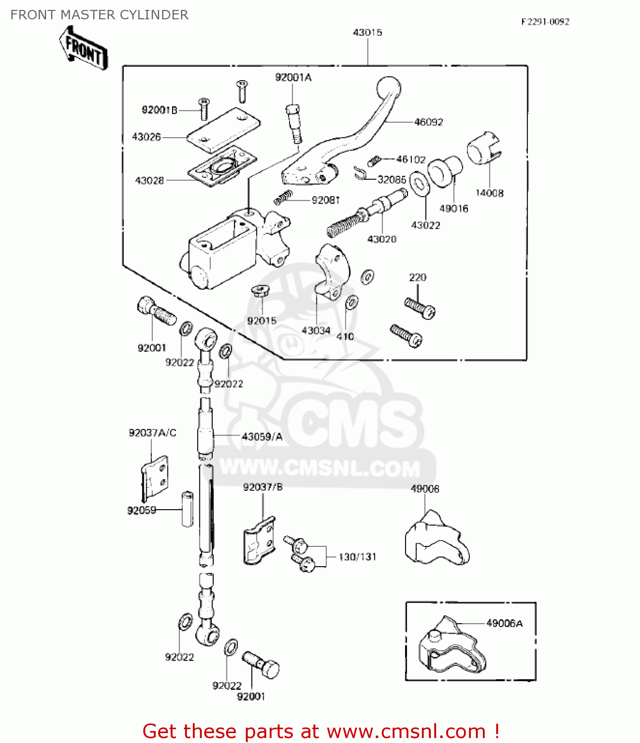 FRONT MASTER CYLINDER KX125-B2 KX125 1983 USA CANADA