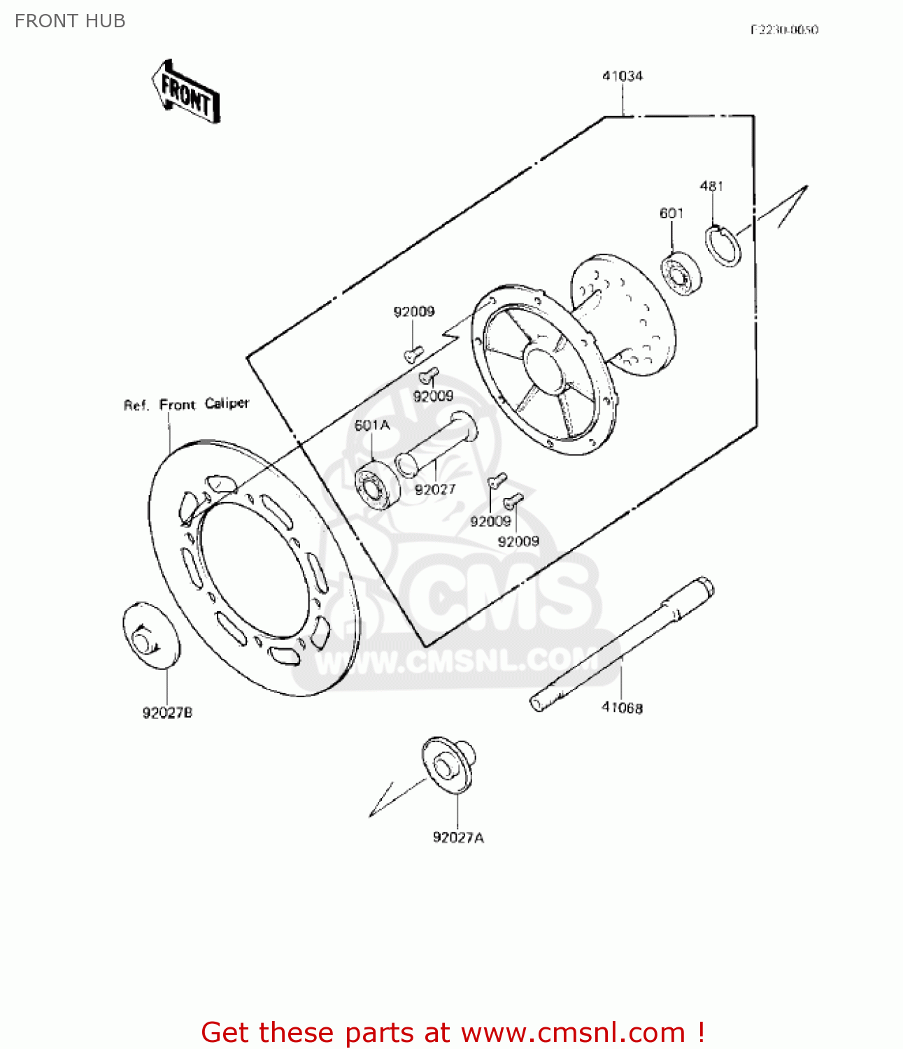 FRONT HUB KX125-B2 KX125 1983 USA CANADA