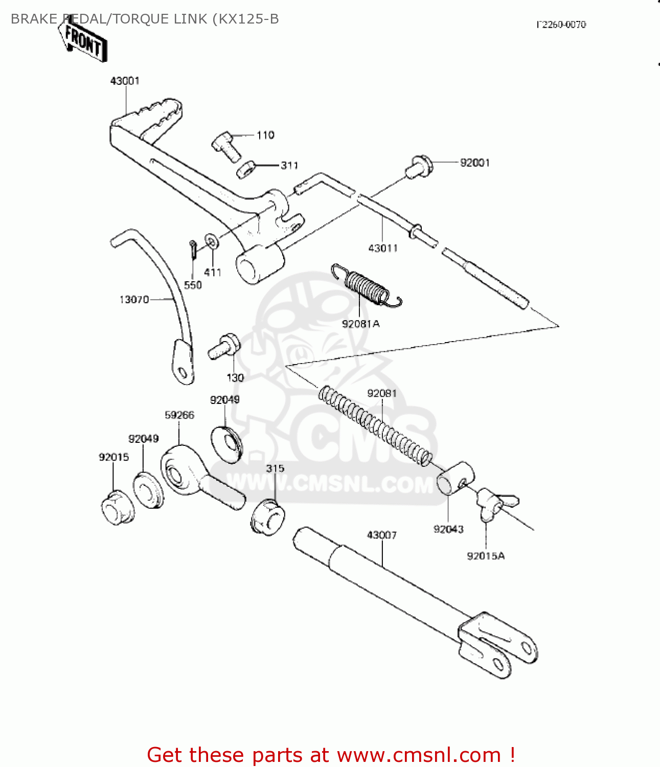 BRAKE PEDAL/TORQUE LINK (KX125-B KX125-B2 KX125 1983 USA CANADA